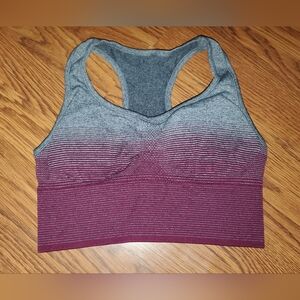 Avia Heathered Gray and Burgundy Sports Bra
